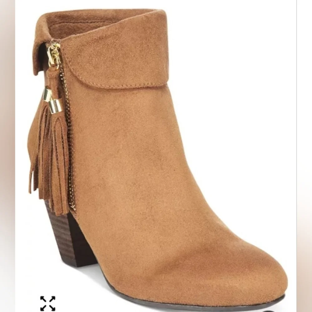 Report Moriah Brown Ankle Booties with Fringe Tassel Side Zipper 7 Fall Time